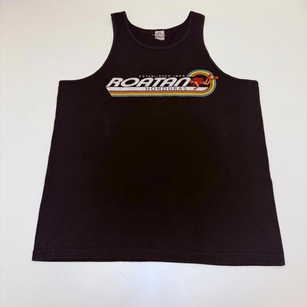 Alstyle Roatan Honduras Scuba Diver Black Cotton Tank Top‎ Mens XL